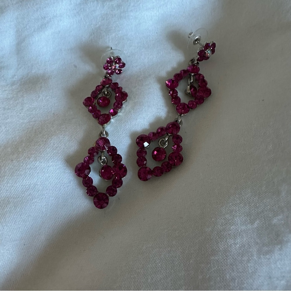 Pink Crystal Drop Earrings